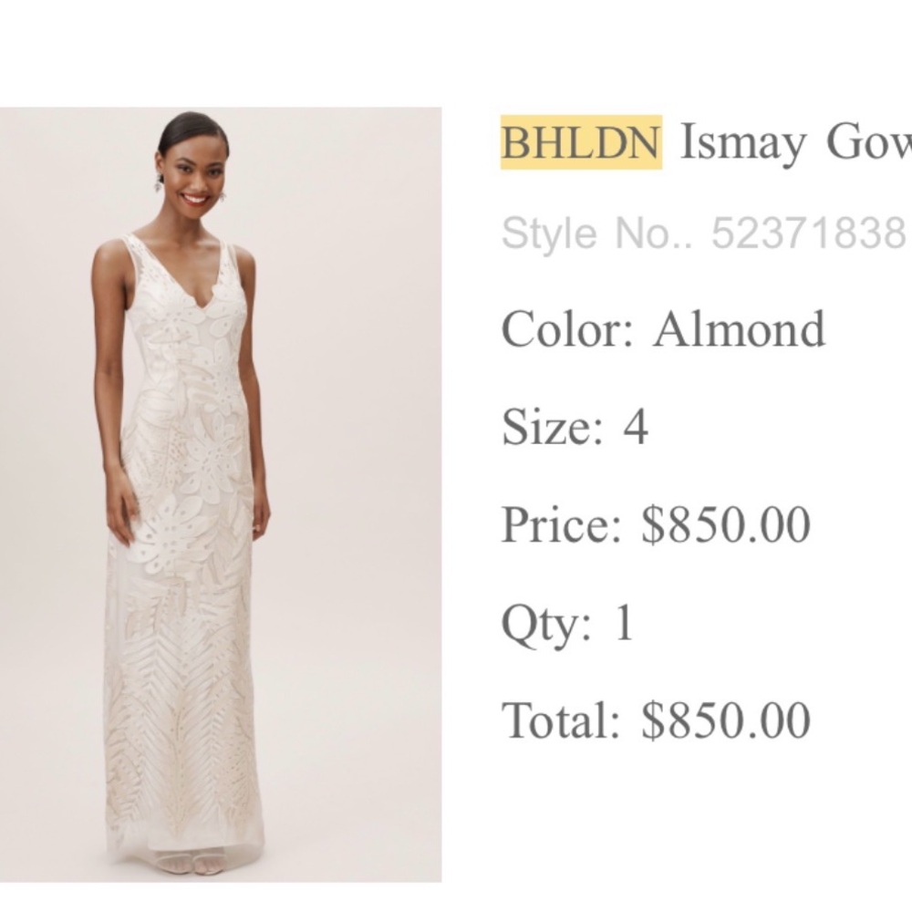 BHLDN Elegant White Floral Wedding Dress - Picture 4 of 11